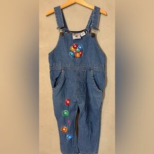 RARE HTF Vintage 90’s Y2K M&M’s World Las Vegas super soft denim bib overalls 2T